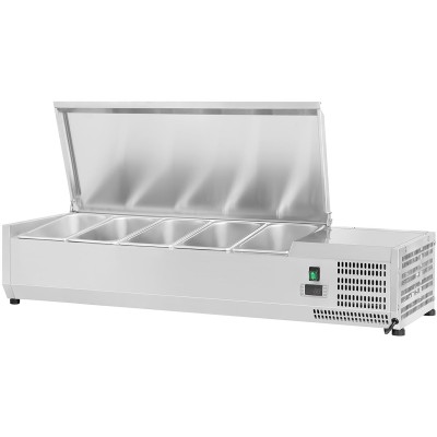 Kantinekøler/Kølerenne 1200mm 5xGN1/4 Dybde 330mm Top i rustfrit stål | Adexa EA12