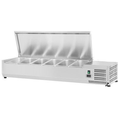 Kantinekøler/Kølerenne 1400mm 6xGN1/4 Dybde 330mm Top i rustfrit stål | Adexa EA14