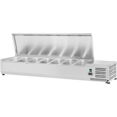 Kantinekøler/Kølerenne 1500mm 7xGN1/4 Dybde 330mm Låg i rustfrit stål | Adexa EA15