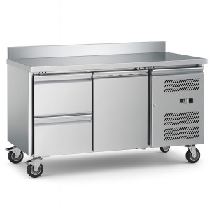 Kølebord med bagkant 1 dør 2 skuffer Dybde 700mm GN1/1 | Adexa 2DRG22V