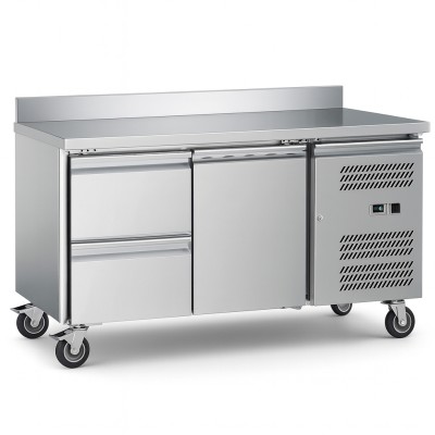 Kølebord med bagkant 1 dør 2 skuffer Dybde 700mm GN1/1 | Adexa 2DRG22V