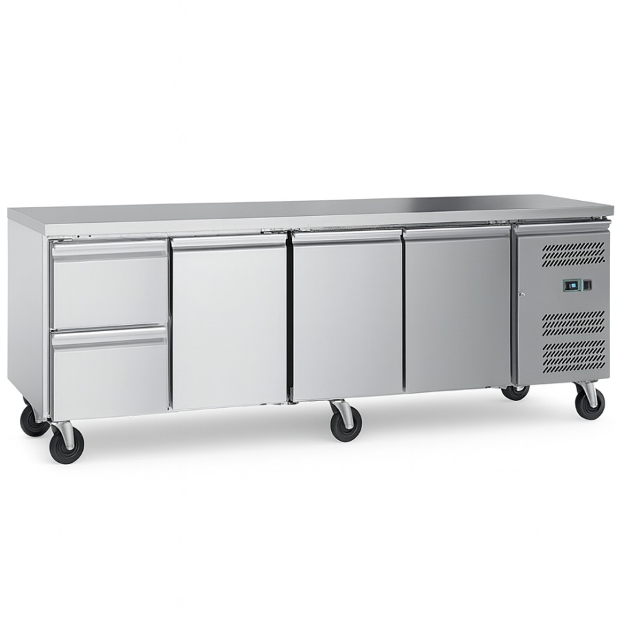 Kølebord 3 døre 2 skuffer Dybde 700mm GN1/1 | Adexa 2DRG41V