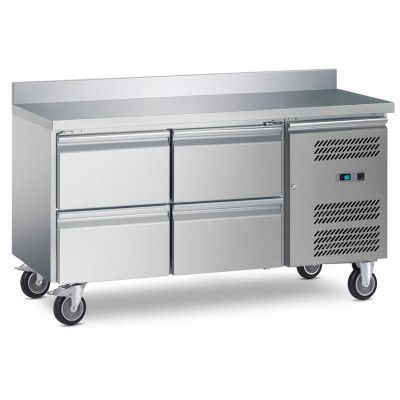 Kølebord med bagkant 4 skuffer Dybde 700mm GN1/1 | Adexa 4DRG22V