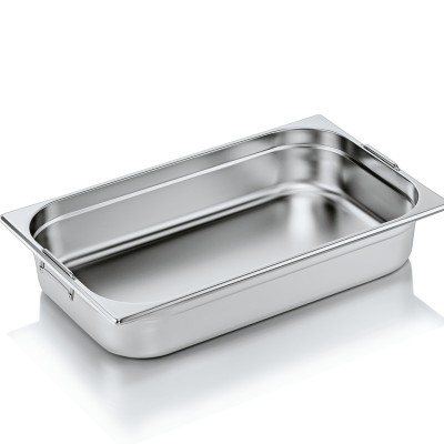 Gastronorm-pande i rustfrit stål med håndtag GN1/1 Dybde 100mm | Adexa 8114H