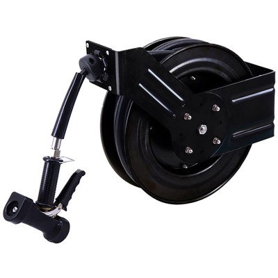 Professionel spulepistol med 20 m slangetromle, vægbeslag og automatisk oprulning, epoxy-lakeret stål, sort | Adexa B71100120M