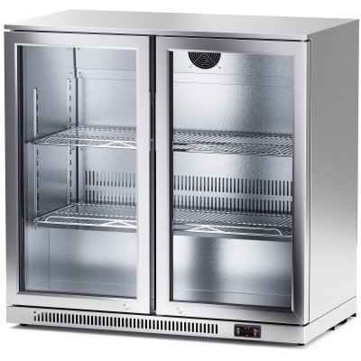 Barkøleskab 2 døre 220 liter Rustfrit stål | Adexa SSBC02PP