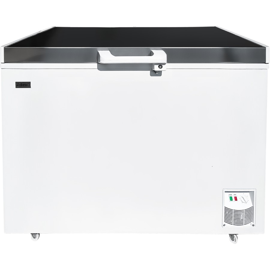Professionel Kummefryser 307 Liter med Rustfrit Låg, LED-belysning, Hjul & Lås | Adexa BCBD307