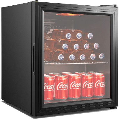 Professionel minikøleskab / minibar med glasdør, 46 liter, sort | Adexa BG49