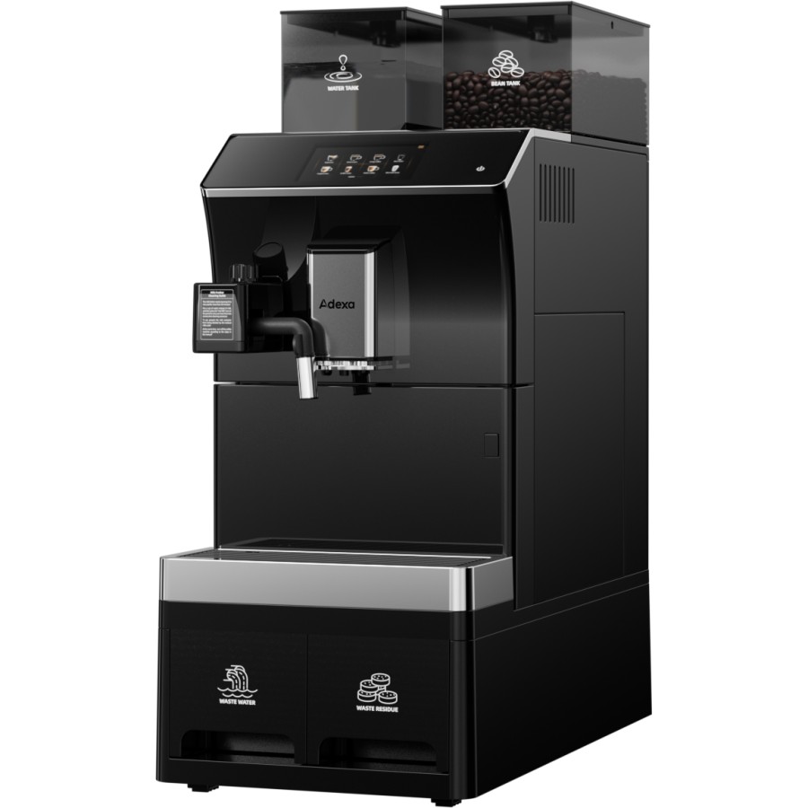 Professionel Fuldautomatisk Kaffemaskine Bean-to-Cup 16 Drikke, Dobbeltudløb & Ekstern Mælkeskummer | Adexa BTB1013