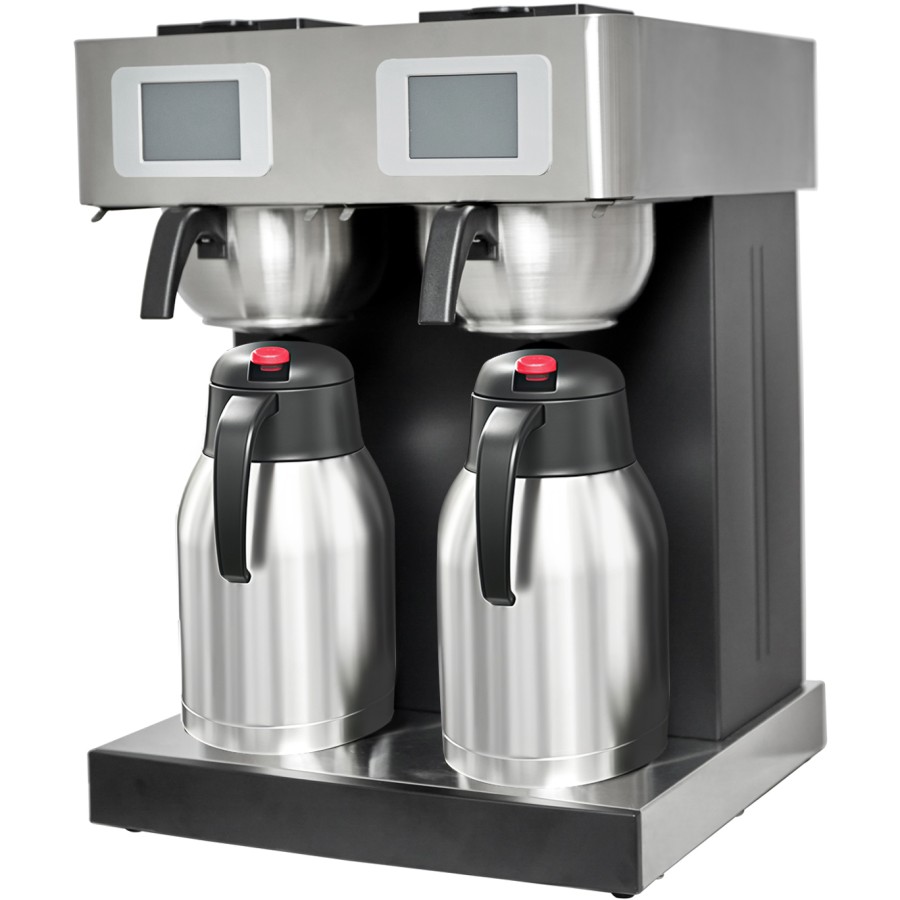 Professionel Dobbelt Kaffebrygger med 2 Termokander, Manuel Vandpåfyldning & Digital Styring | Adexa CBD02A2