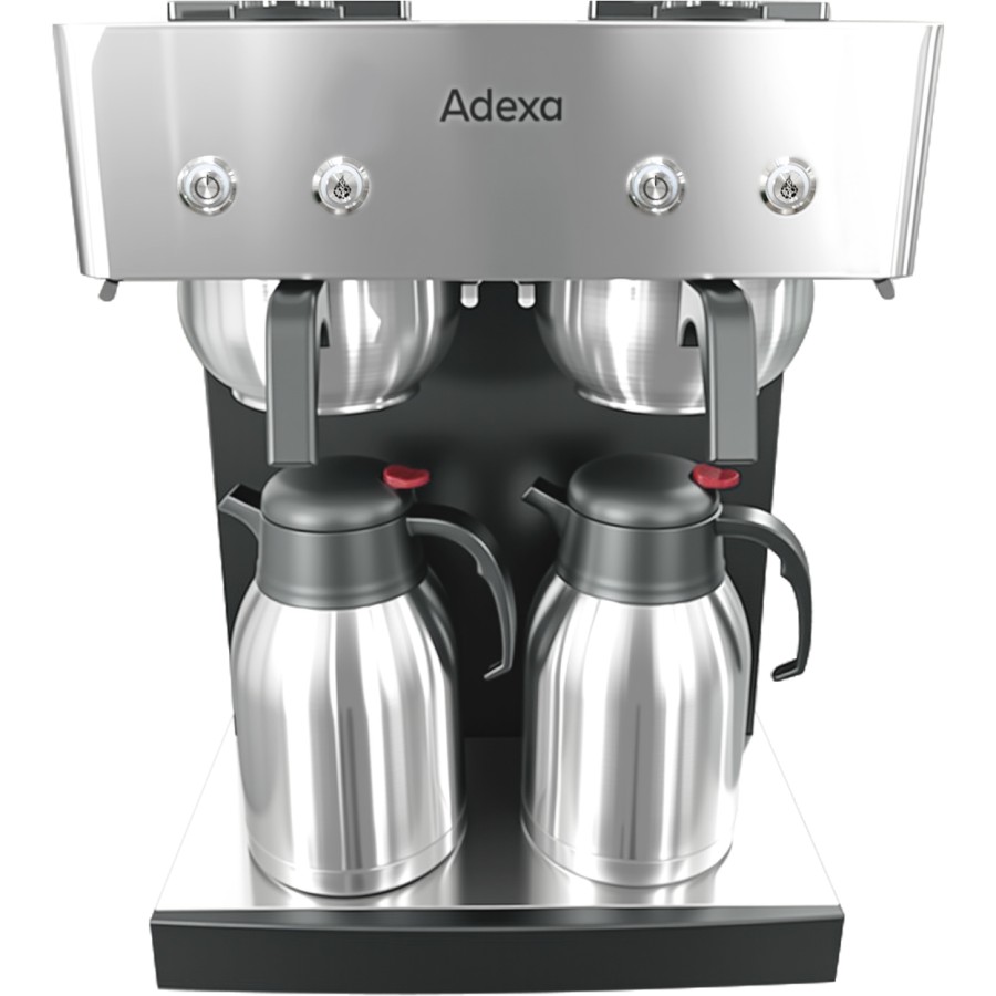 Professionel Dobbelt Kaffebrygger med 2 Termokander & Manuel Vandpåfyldning | Adexa CBD02B2