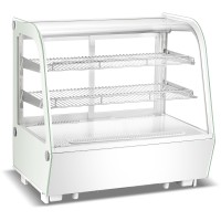 Kølevitrine Bordmodel 120 Liter med Buet Glasfront, LED-belysning & 2 Hylder Hvid | Adexa CW120RW