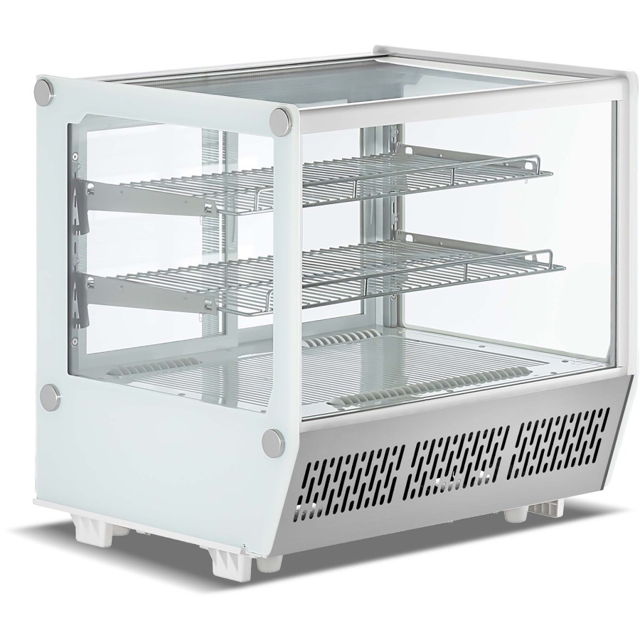 Display kølemonter 120 liter, 2 hylder, sort & rustfrit stål, flad front | Adexa CW120