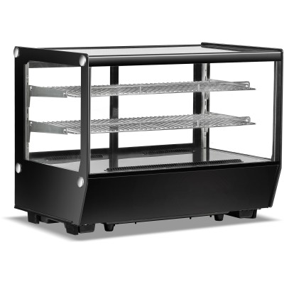 Kølevitrine, bordmodel, 160 liter, 2 hylder, sort, lige front | Adexa CW160BLACK