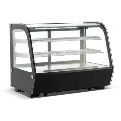 Kølevitrine, bordmodel, 160 liter, 2 hylder, sort stål, afrundet front | Adexa CW160RB