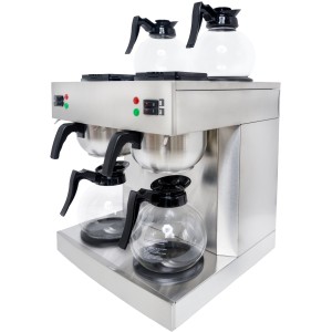 Professionel kaffemaskine Dobbelt 4 kander 4 varmeplader Rustfrit stål | Adexa DRB386