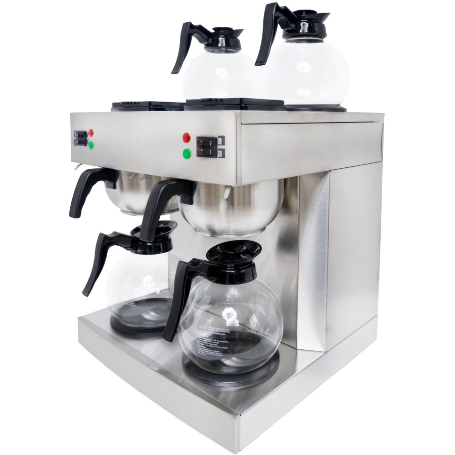 Professionel kaffemaskine Dobbelt 4 kander 4 varmeplader Rustfrit stål | Adexa DRB386