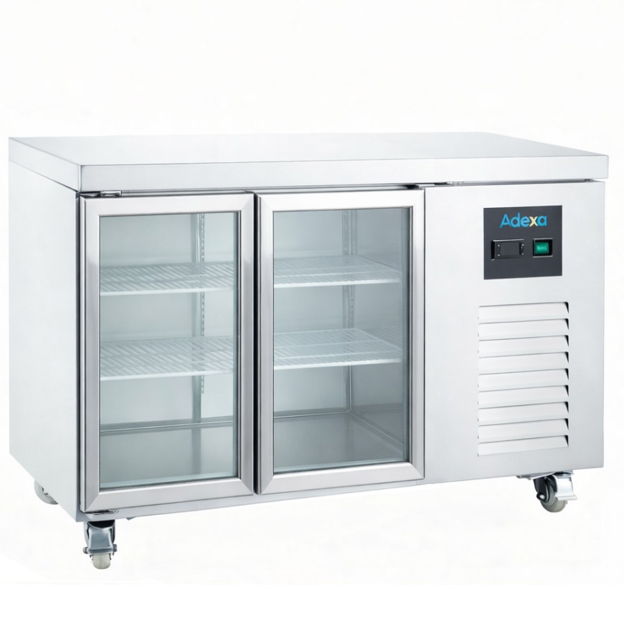 Kølebord med 2 glasdøre, 1360 x 700 x 805 mm, GN1/1-kompatibel | Adexa DRGN2100TNG