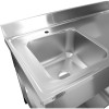 Vaskebord i rustfrit stål 1800x600x900 mm, 1 vask til venstre, 2 udtræk, sprøjtebeskyttelse | Adexa DSA2D18060L