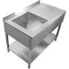 Vask i rustfrit stål 1600x600x900 mm, 1 kumme til venstre, stænkskærm | Adexa DSA60160L