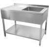 Vask i rustfrit stål 1000x600x900 mm, 1 kumme til højre, stænkskærm | Adexa DSA60100R