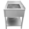 Vask i rustfrit stål 1000x600x900 mm, 1 kumme til højre, stænkskærm | Adexa DSA60100R