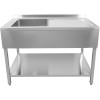 Vask i rustfrit stål 1200x600x900 mm, 1 vask til venstre, stænkskærm | Adexa DSA60120L