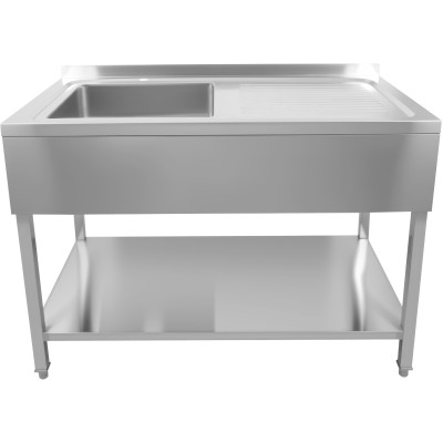 Vask i rustfrit stål 1200x600x900 mm, 1 vask til venstre, stænkskærm | Adexa DSA60120L