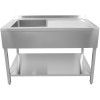 Vask i rustfrit stål 1400x600x900 mm, 1 kumme til venstre, stænkskærm | Adexa DSA60140L