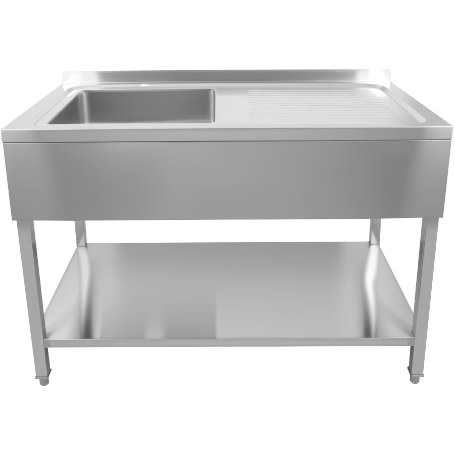 Vask i rustfrit stål 1400x600x900 mm, 1 kumme til venstre, stænkskærm | Adexa DSA60140L