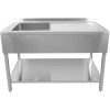 Vask i rustfrit stål 1600x600x900 mm, 1 kumme til venstre, stænkskærm | Adexa DSA60160L