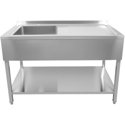 Vask i rustfrit stål 1600x600x900 mm, 1 kumme til venstre, stænkskærm | Adexa DSA60160L