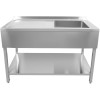 Vask i rustfrit stål 1600x600x900 mm, 1 kum til højre, stænkskærm | Adexa DSA60160R