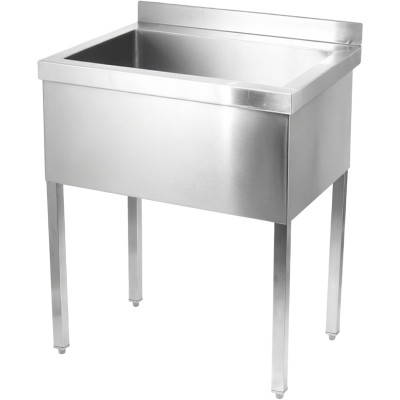 Vask i rustfrit stål 600x700x900 mm, 1 kum, stænkskærm | Adexa DSA7060