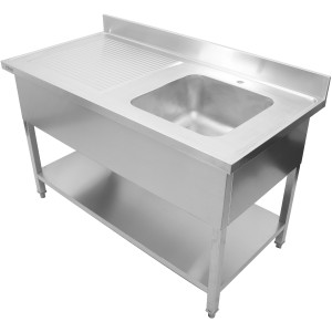 Køkkenvask i rustfrit stål 1400x700x900mm 1 kumme til højre Splashback | Adexa YLS147BR1