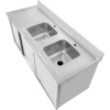 Vaskebord med underskab 2 skydedøre Rustfrit stål 1500x600x950mm 2 kummer til højre Stænkskærm | Adexa DSD15602DR