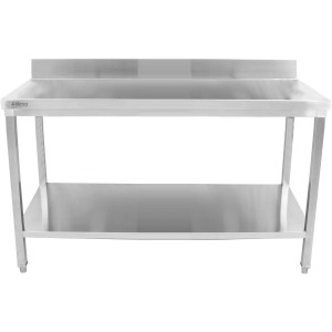 Premium Arbejdsbord med underhylde og kant i rustfrit stål 1400x600x900/1000mm | Adexa DWT14060
