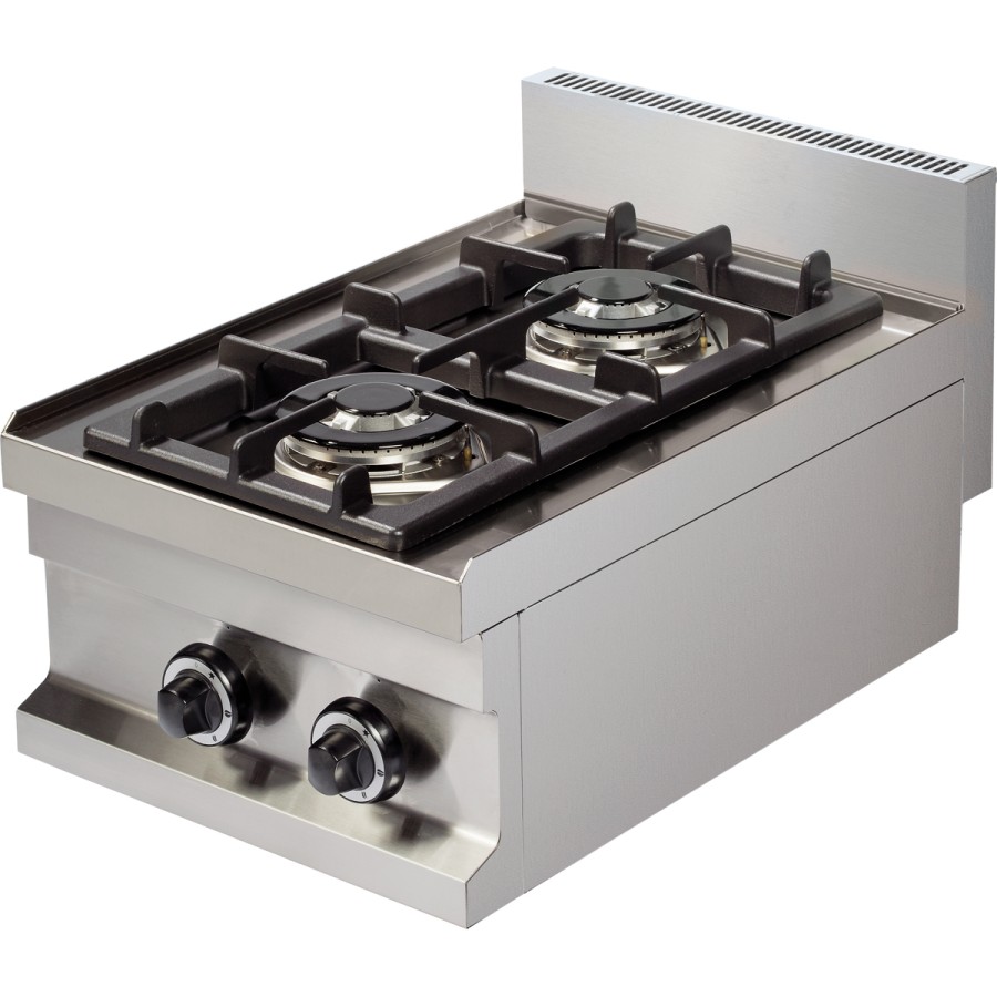 Professionelt gaskomfur med 2 brændere 7,2 kW | Adexa Hotmax 600 GC604