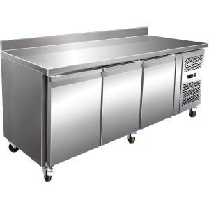 Kølebord med bagkant, 3 døre, ventileret køling, dybde 600 mm | Adexa RS32V