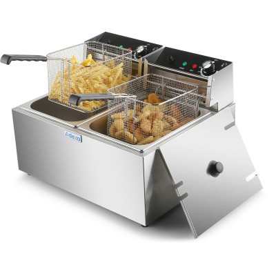 Commercial Fryer Double Electric 2x8 litre 5.6kW Countertop | Adexa HEF89