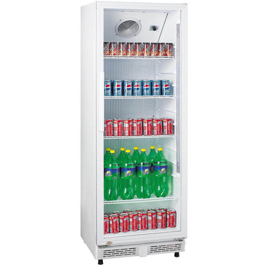 Drikkekøleskab 310 liter glasdør hvid | Adexa LG310XP