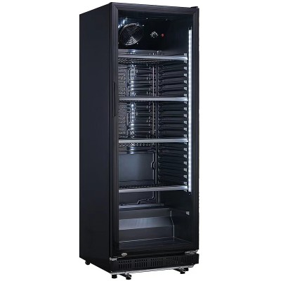 Professionelt displaykøleskab 326 liter med glasdør, statisk køling, sort | Adexa LG360XPBLACK