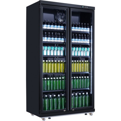 Commercial Bottle cooler Upright 773 litres Fan cooling Twin hinged doors Black | Adexa LG805ABLACK