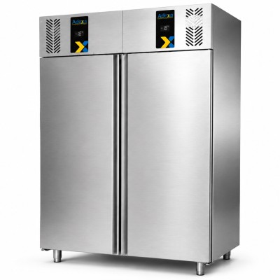 Premium professionelt køle- og fryseskab GN2/1, 1400 liter, rustfrit stål, dobbeltdøre, ventileret | Adexa CPG202UCMIX