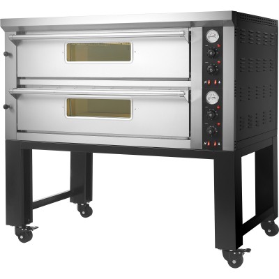 Commercial Pizza oven with stand Electric 2 chambers 6+6 pizzas x 33cm 500°C Mechanical controls 13.2kW 400V | Adexa PS602