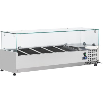 Kantinekøler/Kølerenne 1200mm 4xGN1/3 Dybde 380mm Glas top | Adexa GT512