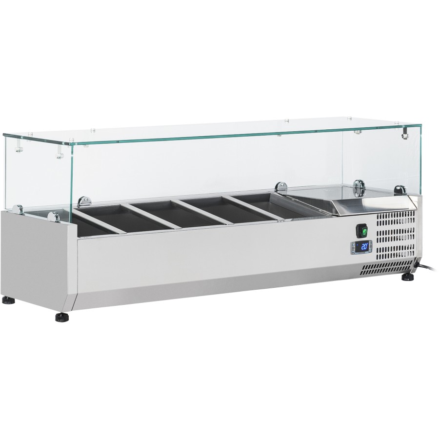 Kantinekøler/Kølerenne 1200mm 4xGN1/3 Dybde 380mm Glas top | Adexa GT512