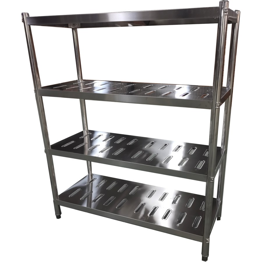 Rustfri Reol Runde ben 4 hylder med huller 1800x500x1550mm | Adexa QHRSP1805