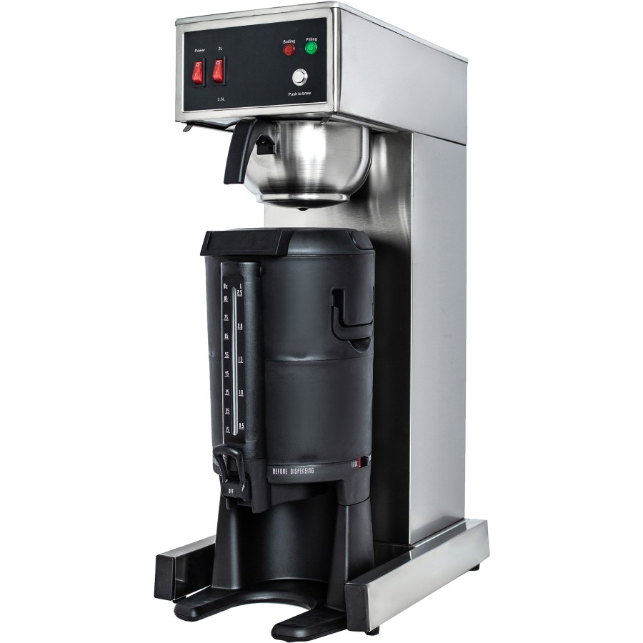 Professionel kaffebrygger med serveringsstation, 2,5 liters dispenser, fast vandtilslutning | Adexa RP286BV