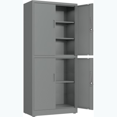 Opbevaringsskab / dokumentskab / arkivskab i stålplade 4 døre 900x400x1800mm Lås 4 justerbare hylder Mørkegrå | Adexa SEFC2DG